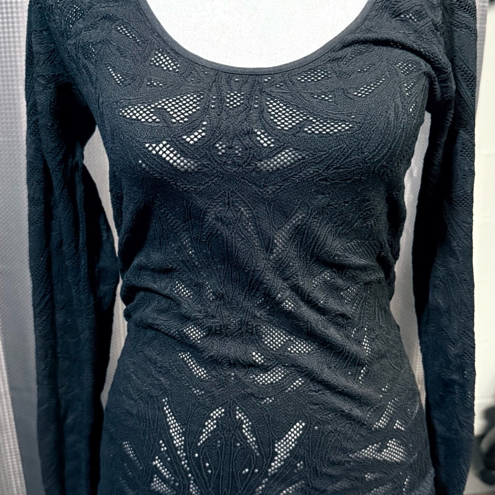 Black Lace Long Sleeve Top